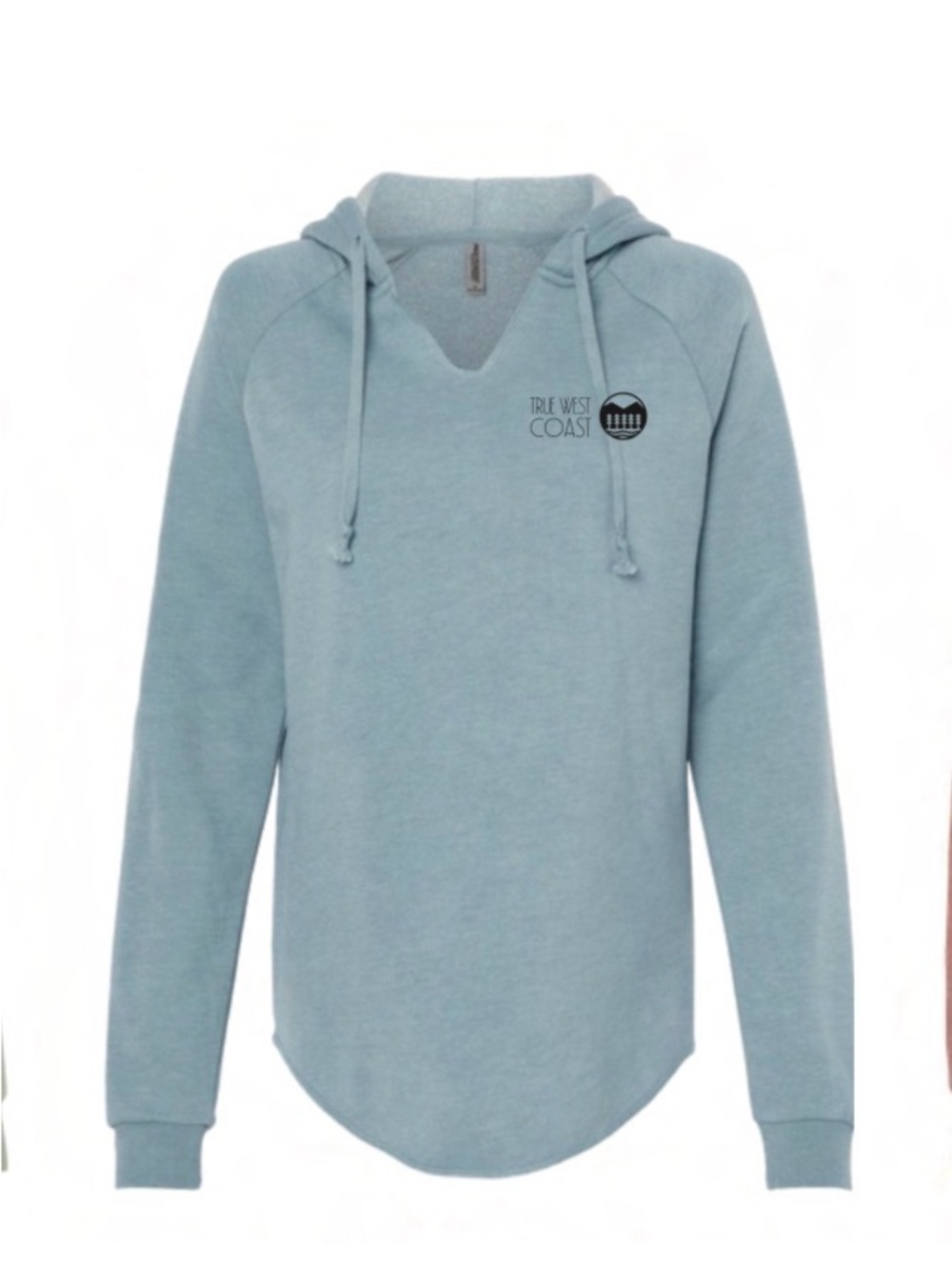 True West Coast Women's V-Neck Hoodie Sweater in Light Blue